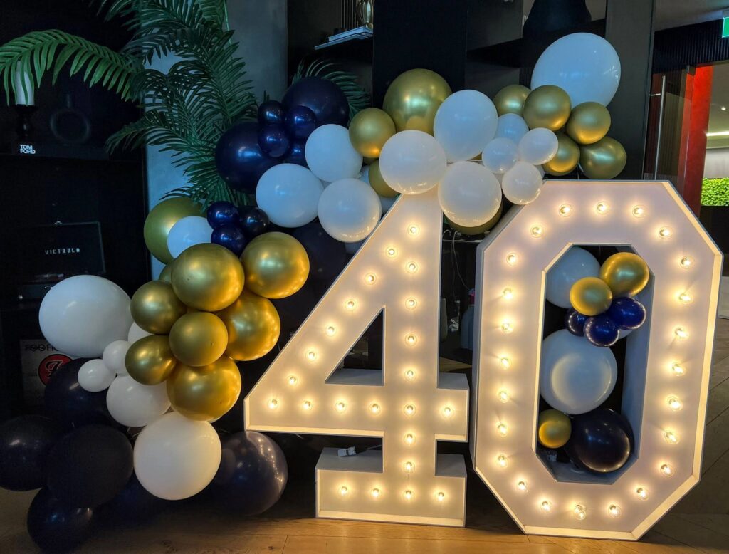 Birthday Party Balloon Decor with Birthday Party Marquee Numbers Belleville