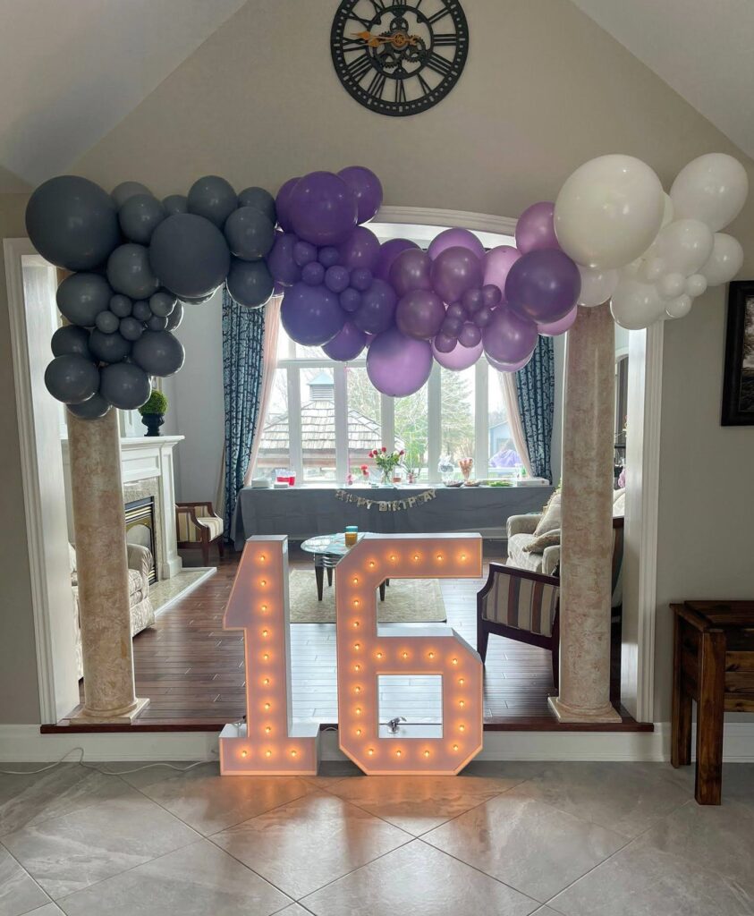 Bright Brockville Marquee Numbers with Brockville Balloon Clusters