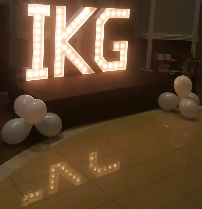 Bright Marquee Letters with White Balloon Decor Peterborough