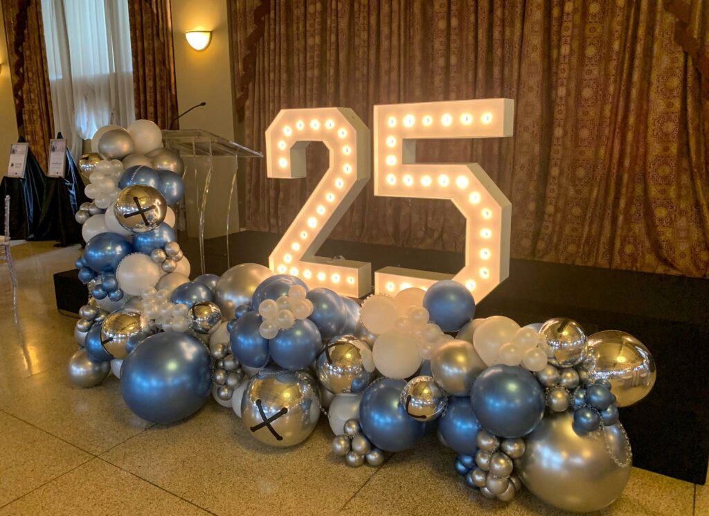 Colourful Balloon Decor and Bright Marquee Numbers Belleville 