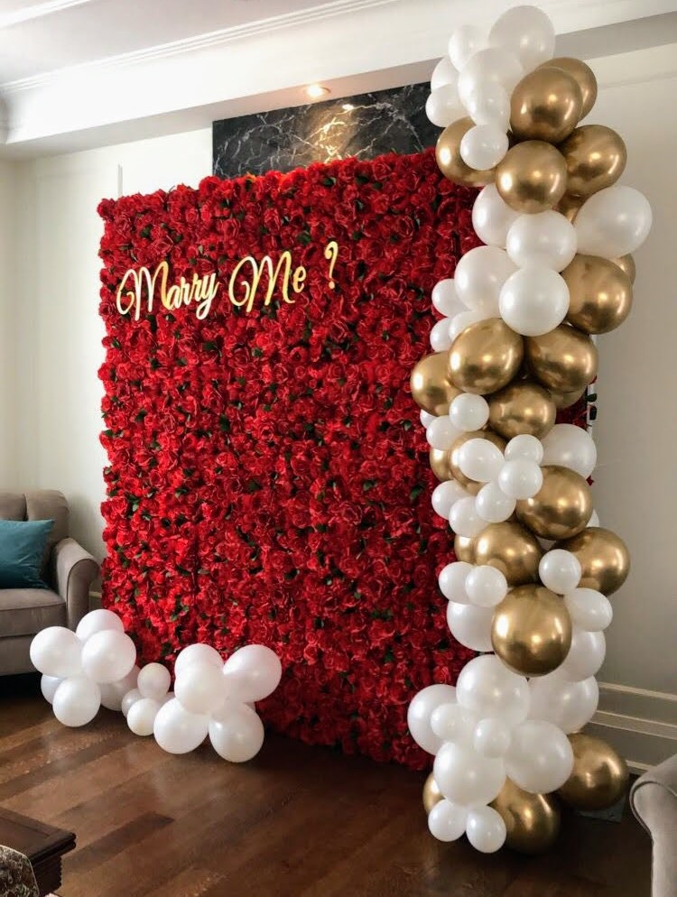 Stunning Balloon Decor with Wedding Red Roses Flower Wall Company Peterborough