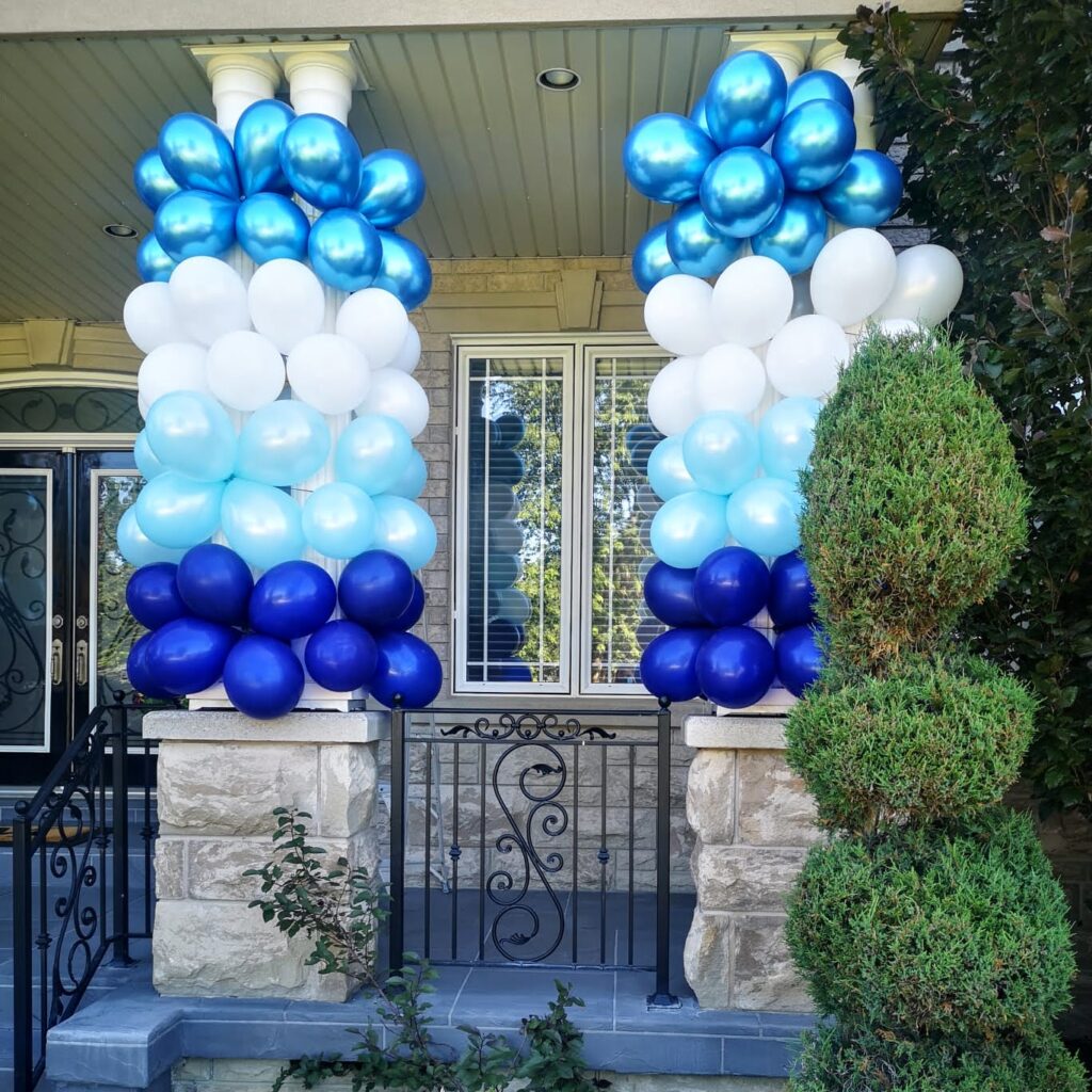 White and Blue Balloon Garland Belleville